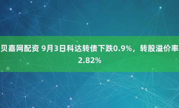 贝嘉网配资 9月3日科达转债下跌0.9%，转股溢价率2.82%